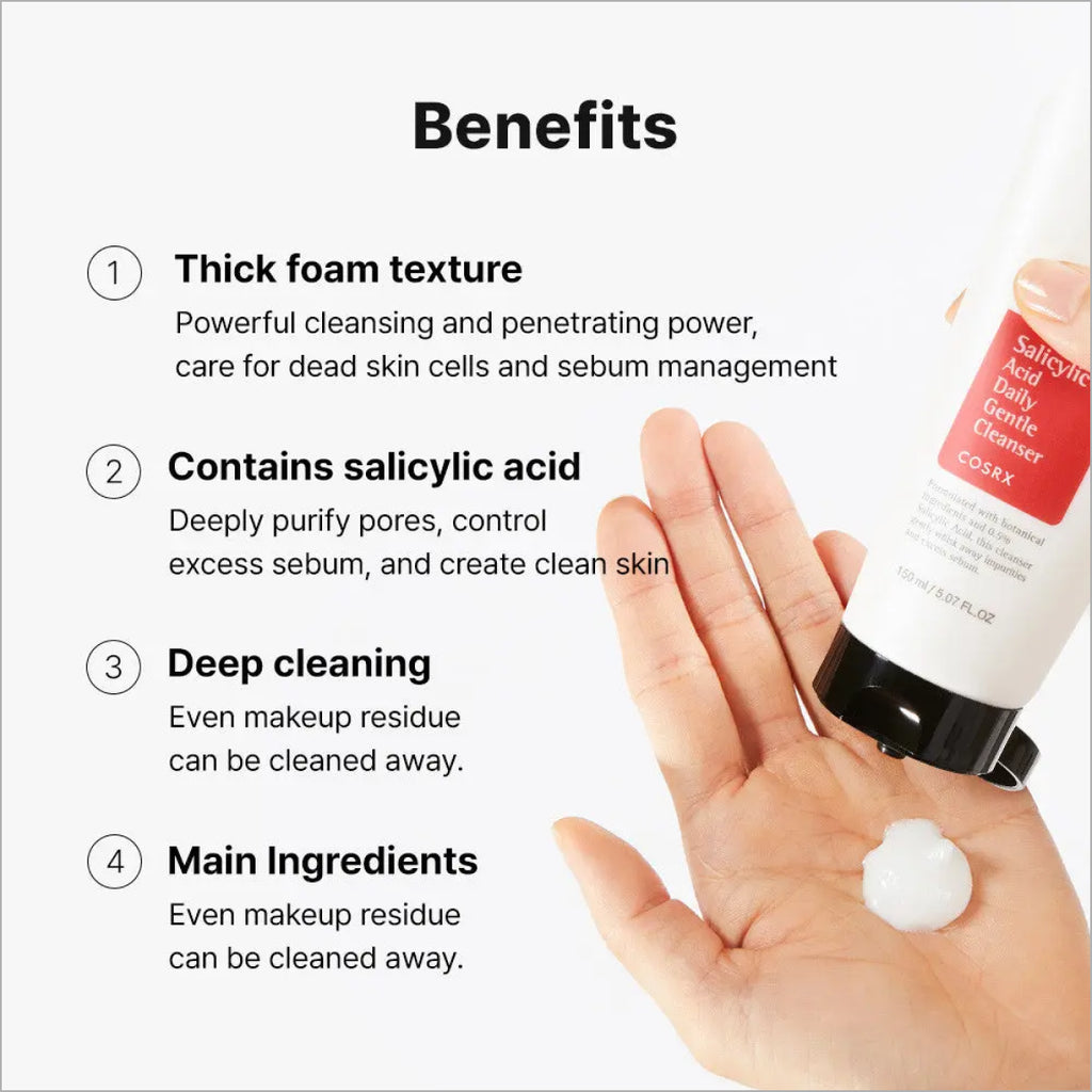 COSRX Salicylic Acid Daily Gentle Cleanser 150ml Korean face wash for oily and acne-prone skin available in Pakistan.