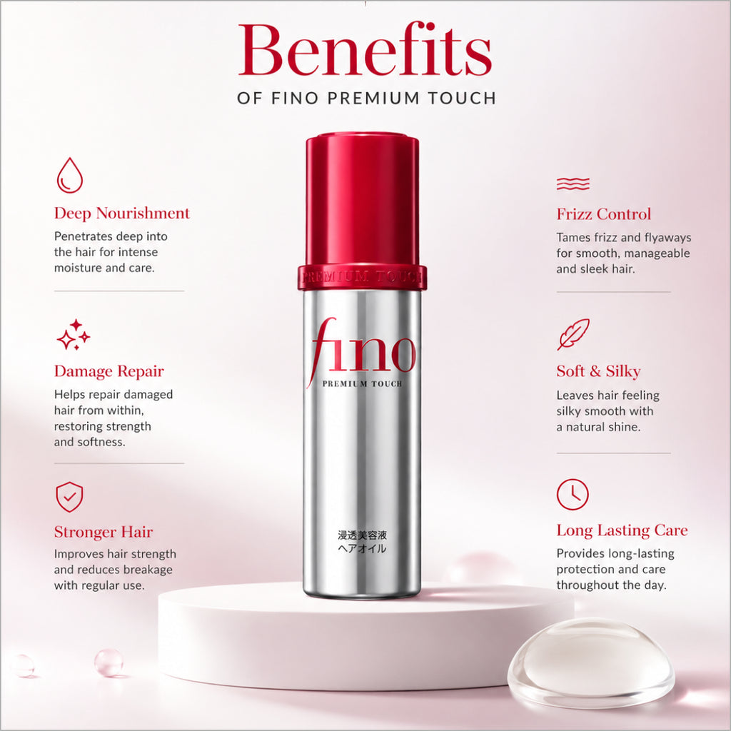 Fino Hair Oil – Premium Japanese hair oil for dry, damaged and frizzy hair available at Theskinful Pakistan.