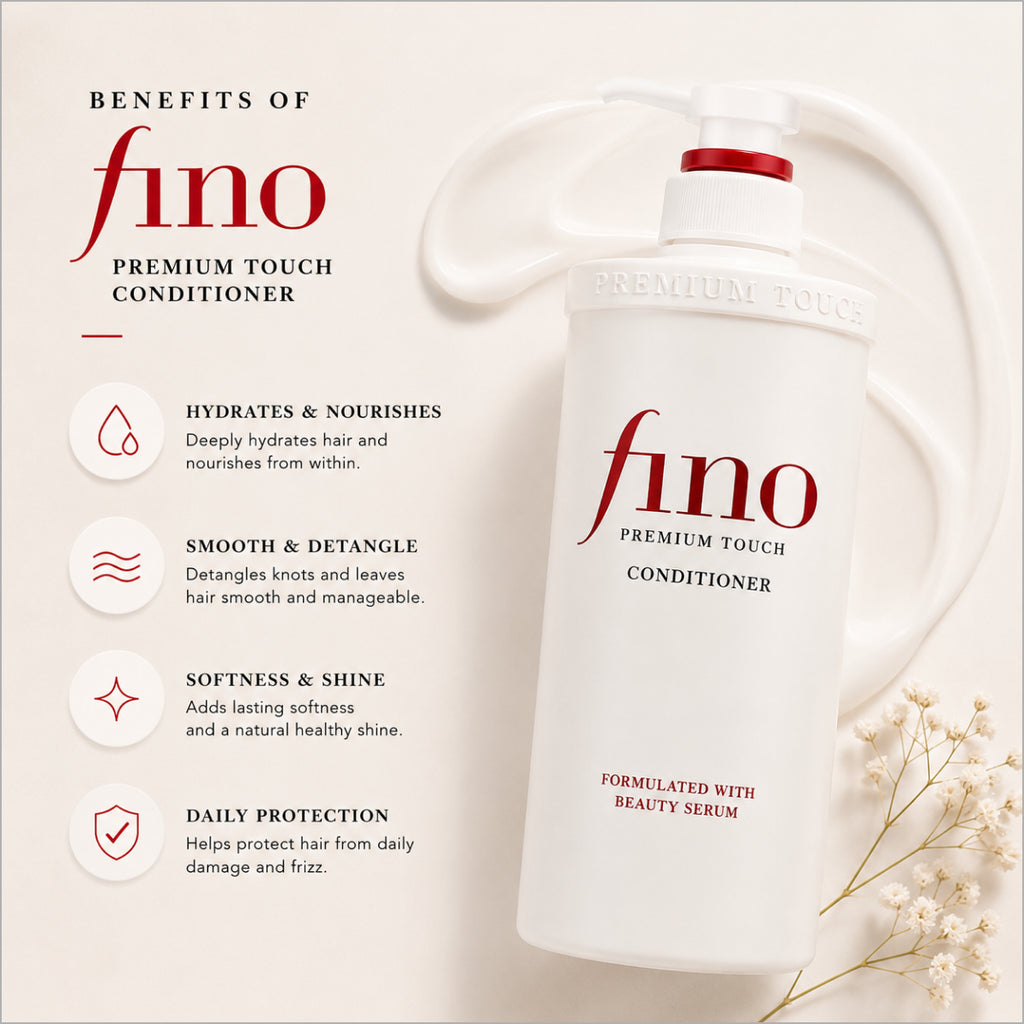 Shiseido Fino Hair Conditioner – Premium Japanese conditioner for dry, damaged, frizzy and color-treated hair available at Theskinful Pakistan.