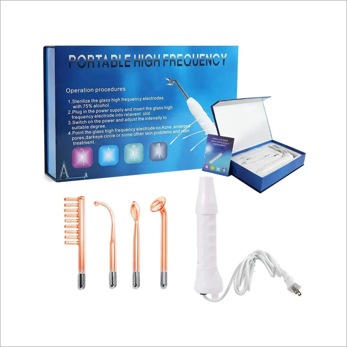 4 In 1 High Frequency Machine Electrode Wand for Facial Skincare | TheSkinful Pakistan