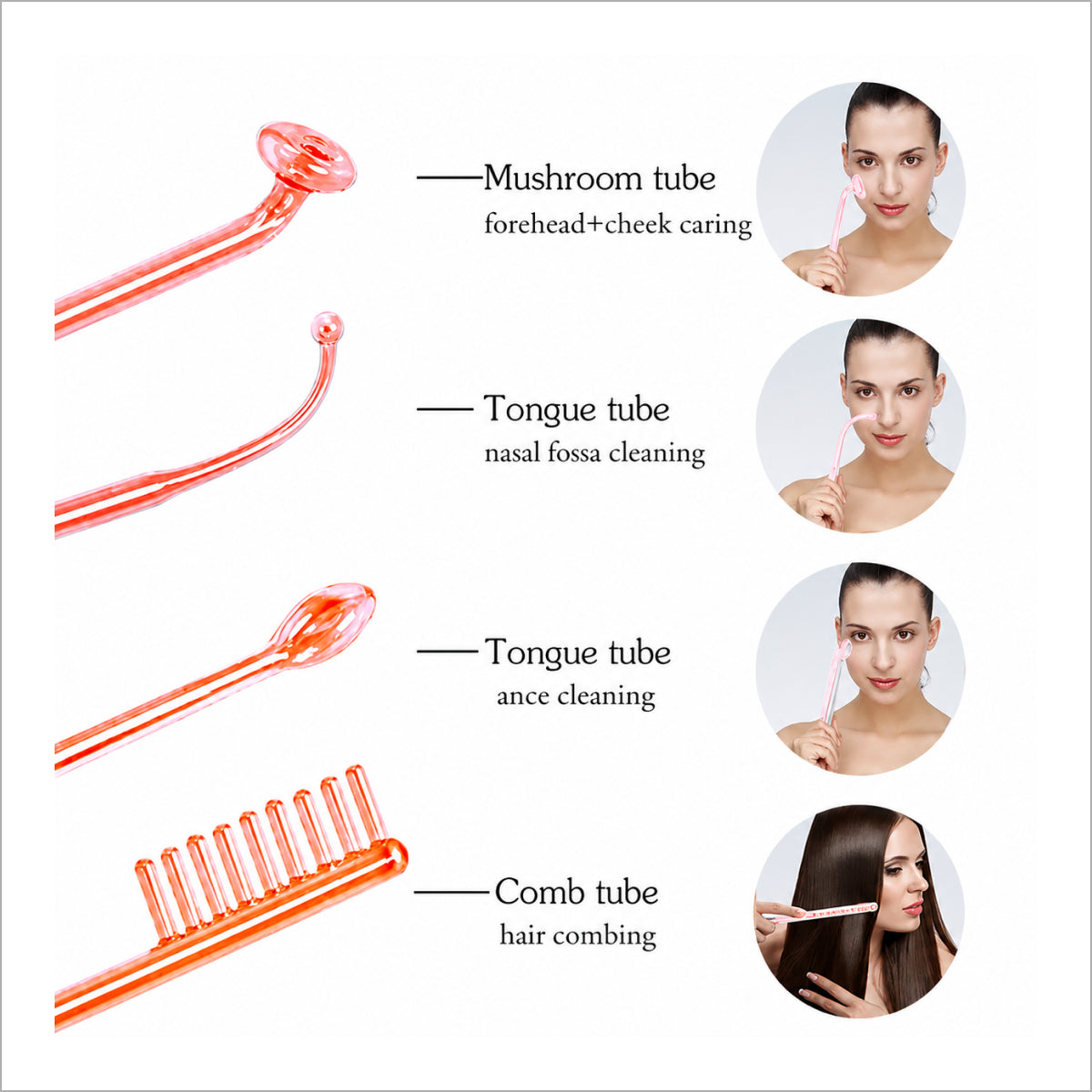 4 In 1 High Frequency Machine Electrode Wand for Facial Skincare | TheSkinful Pakistan