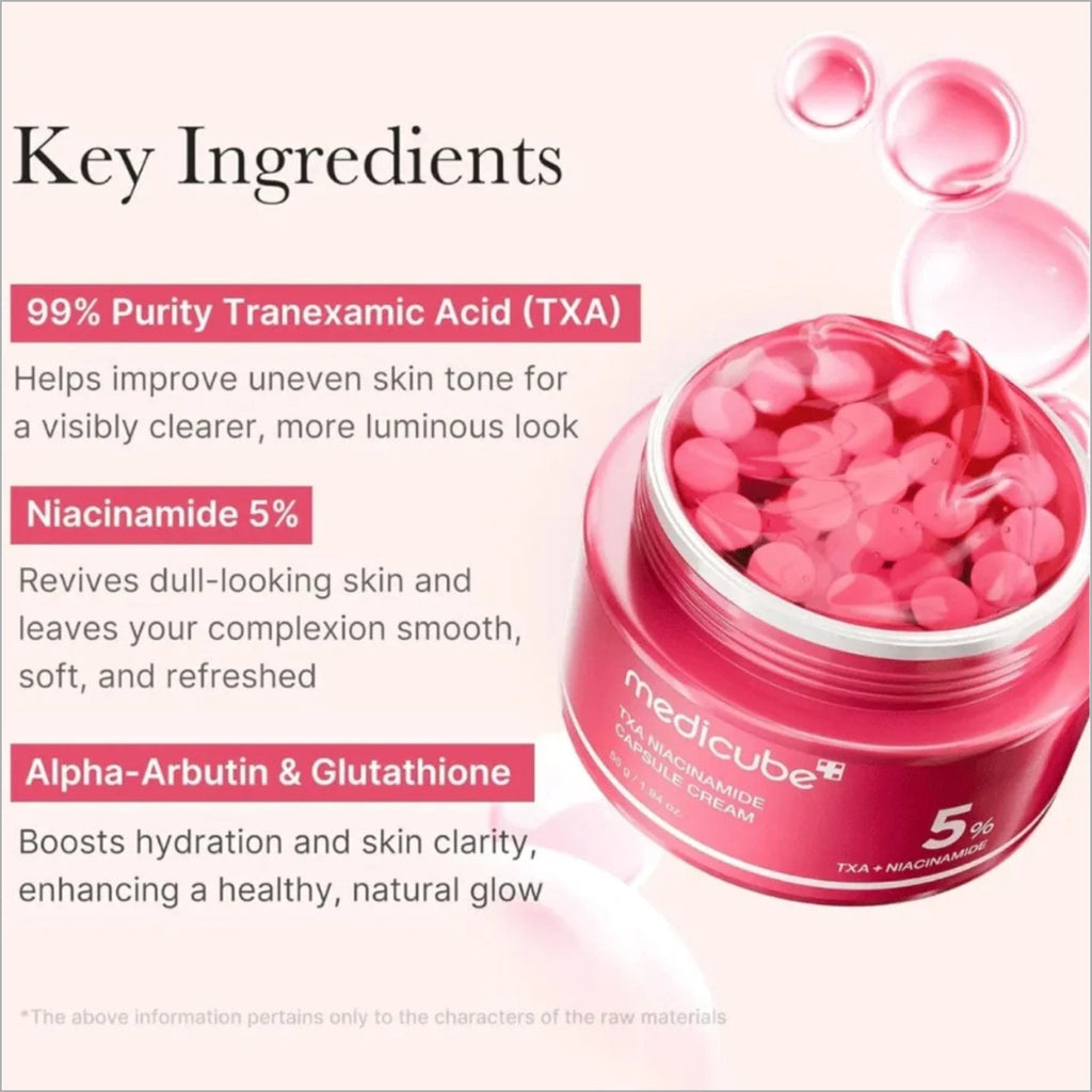 Medicube TXA + Niacinamide Capsule Cream for dark spots, pigmentation, and brighter skin at TheSkinful Pakistan.