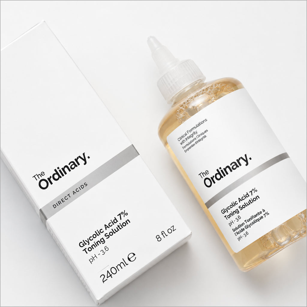 The Ordinary Glycolic Acid 7% Exfoliating Toner for brighter skin, smoother texture, pore care, and dark spot improvement at TheSkinful Pakistan.